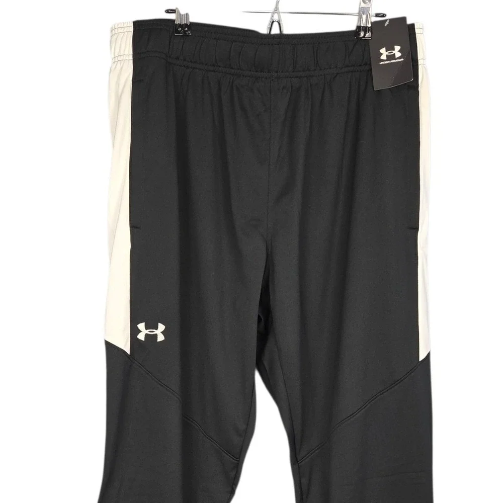 Under Armour Rival Knit Pants Mens XL Black White Track Athletic Performance NEW